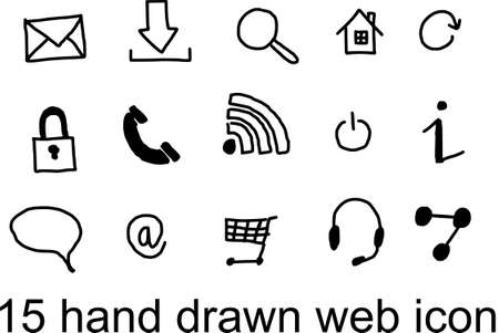 15 hand dranw web iconのイラスト素材