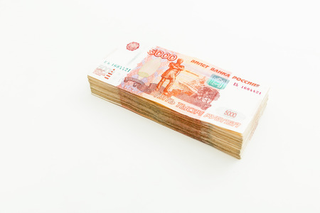 Million of Russian paper banknotes, 5000 rubles. Financial concept