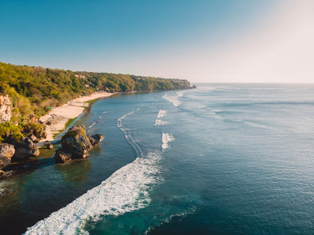 Aerial view of Bali island. Rocks, beach and oceanの写真素材