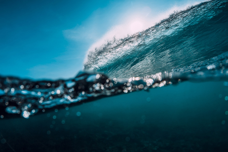 Barrel wave crashing in ocean. Wave for surfingの写真素材