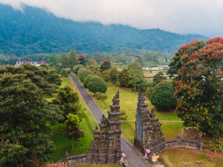 Landscape with tradition Balinese architecture. Aerial drone view in Baliの写真素材
