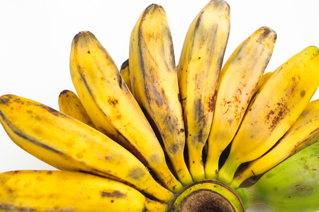 Banana fruit isolated on white background. Flat lay. Top view. Summer fruit conceptの写真素材
