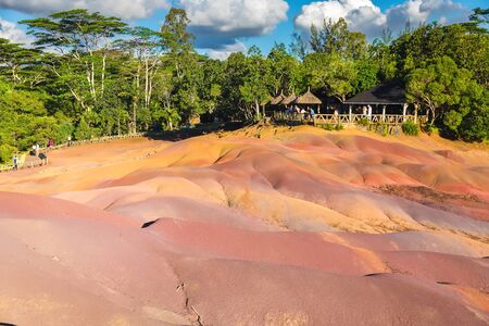 Seven coloured earth in Chamarel park, Mauritius islandの写真素材
