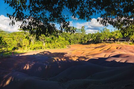 Seven colored earth in Chamarel park, Mauritius islandの写真素材