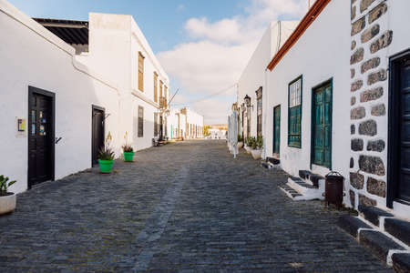 Teguise, Lanzarote, Spain - April 04, 2020. The old architecture of city of Teguiseのeditorial素材