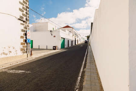 Teguise, Lanzarote, Spain - April 04, 2020. The old architecture of city of Teguise