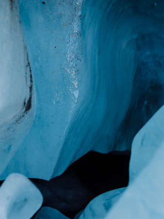 Glacier close up. Blue ice in mountains. Ice texturesの写真素材