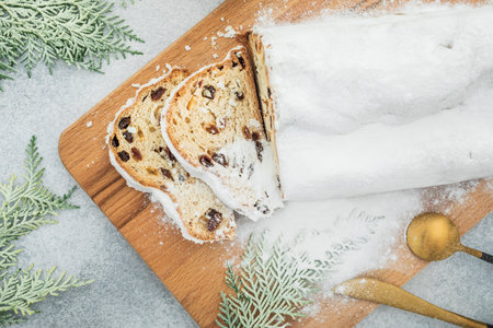 Christmas decoration on white background. Flat lay, top view. New Year holidayの写真素材