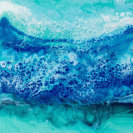 Epoxy art with turquoise and blue colors. Resin effect background