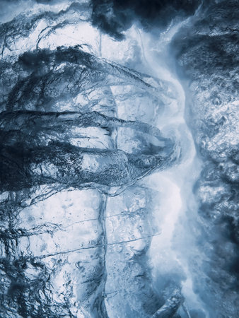 Ocean wave with vortex underwater in transparent water. Stormy water textureの写真素材