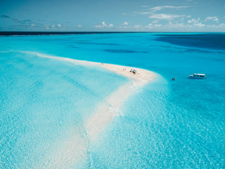 Landscape seascape aerial view over Maldives Male atoll sandbank islandの写真素材
