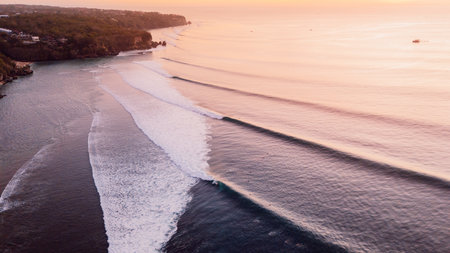 Aerial view of landscape with beautiful waves in the evening