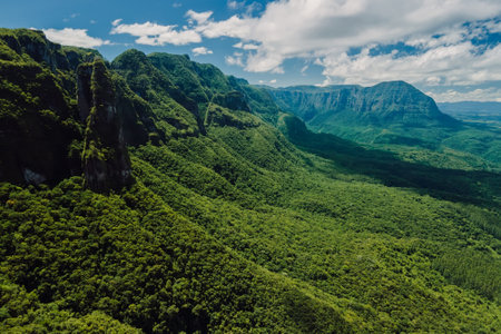Espraiado canyons in Santa Catarina, Brazil. Scenic mountain landscape, aerial view