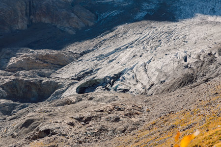 View of glacier and rocky mountains. Mountain and ice glacierの写真素材