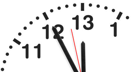 Five minutes before extended deadline on imaginary 26h clock. Time, stress or rush business concept.の写真素材