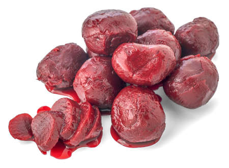Canned Beetroot isolated on white background.の写真素材