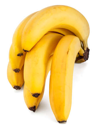 Bunch of seven ripe banana isolated on whiteの写真素材