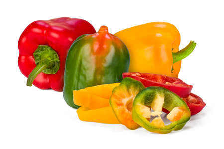 A pimiento is a variety of large, red, heart-shaped chili pepper (Capsicum annuum). The flesh of the pimiento is sweet, succulent, and more aromatic than that of the red bell pepper.の写真素材