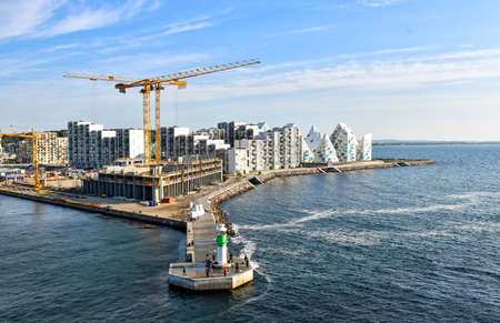 Aarhus, Denmark - July 20, 2017: Construction site at the harbor of Aarhus (Denmark)