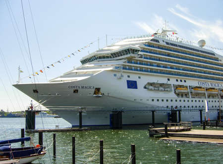 Kiel, Germany - June 1, 2009: The Cruise ship Costa Magica from Costa Cruises has moored at the cruise terminal Ostseekai in Kiel. The ship is ready for departure on a 7-night cruise to Norway and Denmark.のeditorial素材