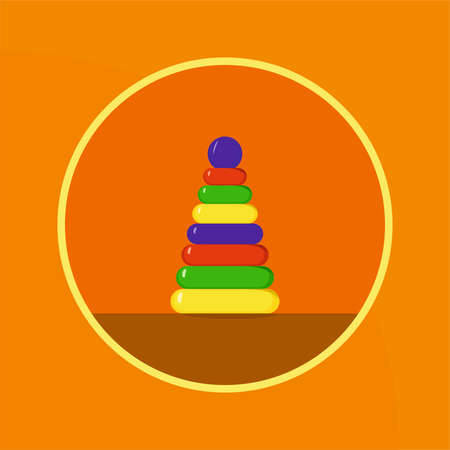 Pyramid shape with different colors on orange background.のイラスト素材