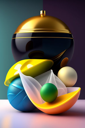 Futuristic 3d illustration of a ball and a bell.の写真素材