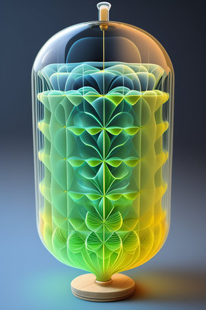 3D illustration of a glass bulb with a beautiful pattern inside.の写真素材