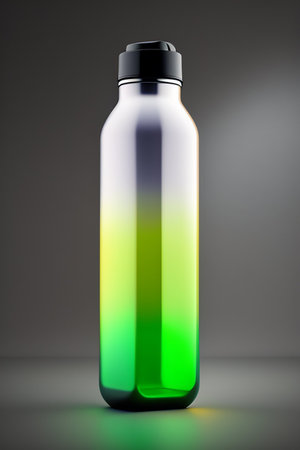 Plastic bottle on grey background. 3d illustration. Mock up.の写真素材
