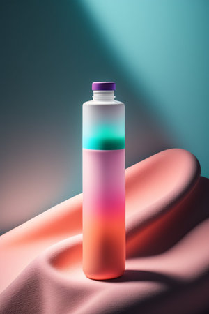 Cosmetic bottle with multicolored liquid. 3d render.の写真素材