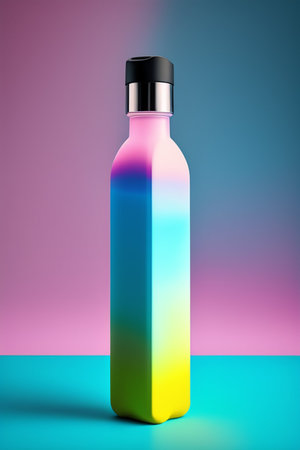 Cosmetic bottle on multicolored background. 3D illustration.の写真素材
