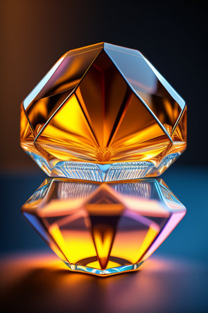 crystal with reflection on black background. 3d illustration. macroの写真素材