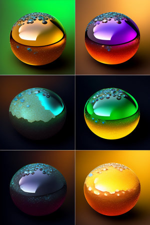 3D illustration of a set of colorful spheres with different textures.の写真素材