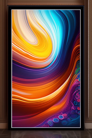Illustration of abstract background with wavy lines in a frame.の写真素材