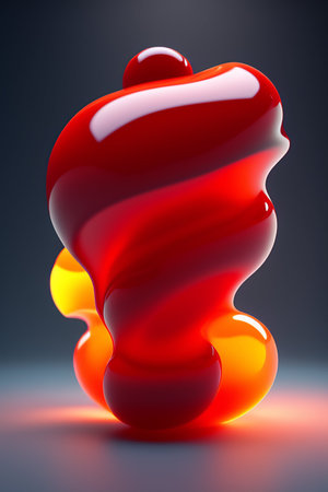 3d render of red jelly candy on a dark background. Abstract 3d illustration.の写真素材