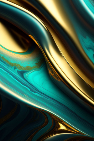 abstract background with blue and gold colors and some smooth lines in itの写真素材