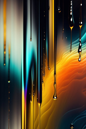 Oil drops on water surface. 3D render. Abstract background.の写真素材