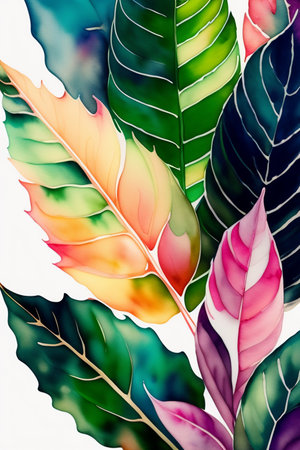 Tropical leaves of a bird of paradise. Exotic background.の写真素材