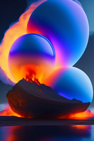 3d illustration of a geyser in the form of a planet.