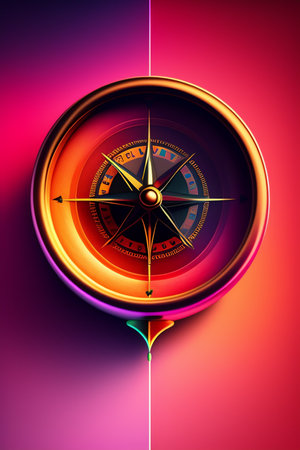 Compass on a colorful background. 3d rendering, 3d illustration.の写真素材