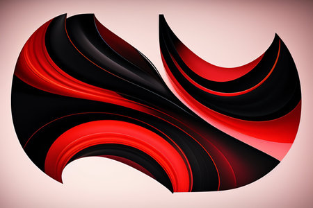 Abstract background with red and black curved lines. Vector illustration for your design.の写真素材