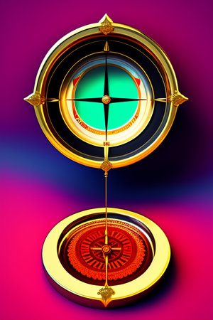 Compass on a colorful background. 3d rendering. Computer digital drawing.の写真素材