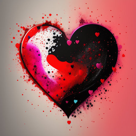 Valentine's day card with heart and blots on gradient backgroundの写真素材