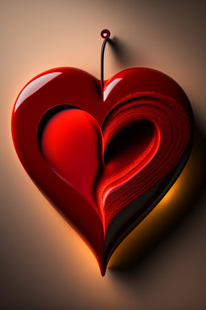 Red heart on a dark background. 3d illustration. Love concept.の写真素材