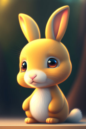 cute easter bunny in the dark, 3d render illustrationの写真素材