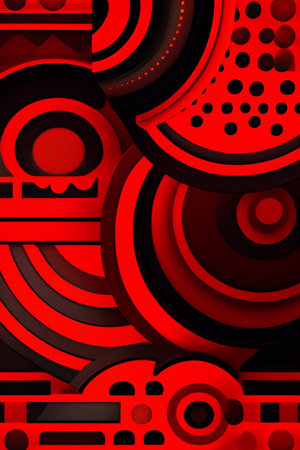 Abstract red circles on black background. Vector illustration. Eps 10.の写真素材