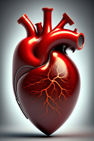 Human heart on white background. 3D illustration. Copy space.の写真素材