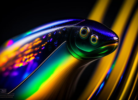Fishing lure on a black background. 3d rendering. Computer digital drawing.の写真素材