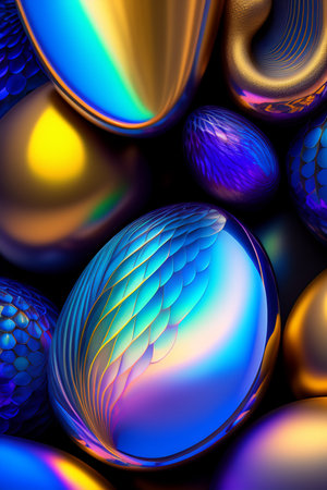 Easter eggs. 3D surreal illustration. Sacred geometry. Mysterious psychedelic relaxation pattern. Fractal abstract texture. Digital artwork graphic astrology magicの写真素材