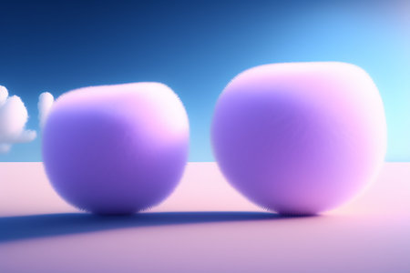 3d rendering of a pair of balls in pastel colors.の写真素材