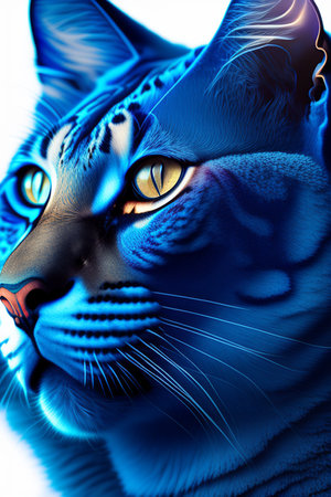 Close-up portrait of a blue cat. 3D rendering.の写真素材